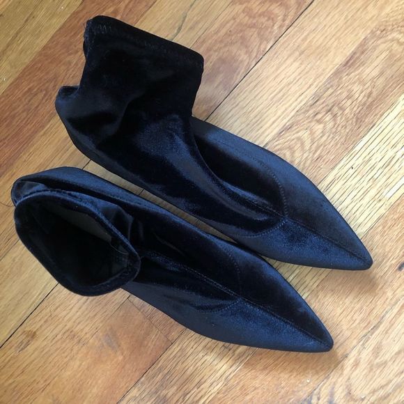 Zara | Shoes | Nwt Zara Black Velvet Kitten Heel Ankle Boots 8 | Poshmark